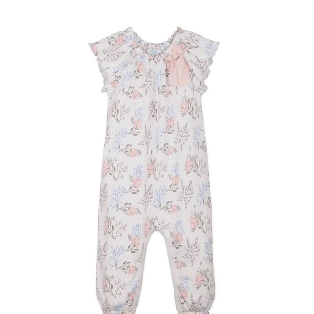 Feather Baby Annabelle On White Bow Romper